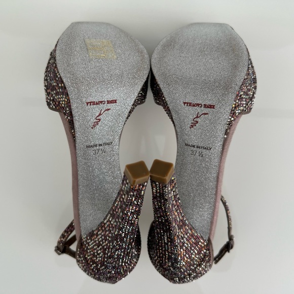 RENE CAOVILLA PURPLE MULTI CRYSTAL PLATFORM SIZE IT 37.5 / US 7.5 NIB! - Picture 17 of 17
